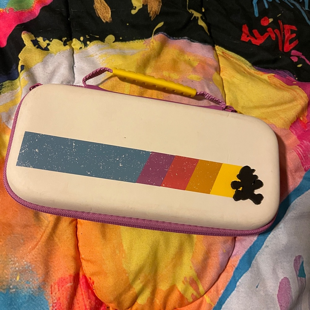 Nintendo Switch Carrying Case Mario White Pink Blue. With Inside Pockets